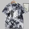 Aanval op Titan Anime T-shirt Mode Korte Mouw O-hals Casual Tie Dye Uniex Cloths Y0809