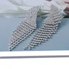 2021 Moda Longa Borla Completa Rhinestone Dangle Brincos Para As Mulheres Bijoux Shiny Gota de Água Cristal Pingente Brincos Jóias Presentes