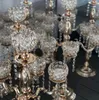 Newcrystal kaarshouder bruiloft decor kandelabra centerpiece center tafel kandelaar lantaarn stand feest zilver / goud huis diner