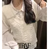TRAF Moda donna con gilet lavorato a maglia con perle finte Maglione vintage con scollo a V senza maniche Gilet femminile Chic Top 210415