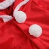 Комбинезоны Born Baby Рождественский костюм Красный с капюшоном и длинными рукавами Свободный комбинезон из кораллового флиса Ползунки с пушистыми шариками для маленьких девочек Bo4773409