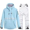 Ski -pakken vrouwen mannen kleding set snowboard capuchon winter warme ski pak sneeuwjack jas broek bergbroek regen 2021