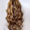 Wavy Highlight Blonde Honey Human Hair u Part Wigs для женщин 250 -й Реми Хис Wig 1x4 Средний открытый шоколад коричневый упса