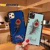 Feather Rhinestone Odporne na wstrząsy Szafy telefonu komórkowego dla iPhone 13 13Pro Max12 11 Pro Max XR XS 8 7 plus pokrywa telefonu komórkowego