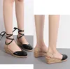 LIHUAMAO ESPADRILLES WEDGE SANDALEN VOOR VROUWEN Hoge hak Ronde Teen Pumps Enkelband Party Dacning Gladiator Sandalen Y0721