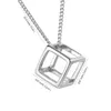 Simple Square Hollow Cube Charm Pendant Necklace in Stainless Steel, 3D Cube Necklace, Hollow Cubic Pendant Necklace, Geometric Jewelry, Minimalist Necklace