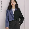 Paski Blazer Moda Kobiety Nieregularne Patchwork Wiosna Jesień Mniejszości Luźny Garnitur Płaszcz Kobieta 210427