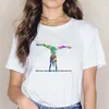 Frauen T-Shirt 2022 Aquarell Rhythmische Gymnastik Gedruckt Casual Rundhals Damen Straße Kurzarm Tops Sommer