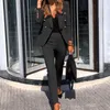 Dwuczęściowy garnitur casual Fashion Women Solid Color Button Spodnie z długim rękawem Ladies Business Women's Suits Blazers