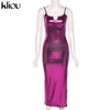 Kliou party stil maxi klänning kvinnor elegant sheath glänsande klyvning kroppsformning camisole ärmlös backless kvinnlig vestidos y1204