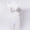 Luxury Bling Bikini Sliver Set Crystal Diamond Sexy Women Swimsuit Halter Push Up Bandage Swimwear 210625