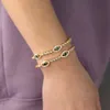 BOHO Bohemia fortunato turco malvagio gioielli carino adorabile fascino 3 occhi catena da tennis braccialetto regolato braccialetto moda