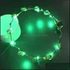 LED Belysningskransar Kvinnor Flower Hair Crown Lysous Headbands Headwear För Bröllop Kids Night Market Leksaker Glödande Garland Head Drop Delive