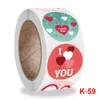 1.5inch Valentine's Day Gifts Seal Papier Couleur Adhésif Autocollants Étiquettes Imprimé Rolling Lovers' Gift Package Label