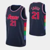 cousu personnalisé HOMMES Andre Drummond Aaron Henry Seth Furkan Korkmaz Ben Matisse Thybulle Joel Danny Green Isaiah Joe 75th 2021-22 Basketball Navy Jersey