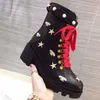 Moda damska Sylvie Series wstążka zdobiona skóra Martin Boot kobiety haftowana skórzana opaska botki Top Designer luksusowa kobieta Winter box rozmiar butów 35-41