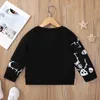 Halloween Kids Roupas Tops Tees Bebê Meninas Meninos Preto Manga Longa Redonda Pescoço Crânio Cópia Média Criança Hoodie Moldura Outono Moda Menina Sweatershirts