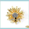 Bee Daisy المينا الموضة Girls Brooch دبابيس Rhinstone للنساء وشاح مقطع الحشرات إكسسوارات 5XYWJ MPAFG