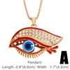 Turkey Evil Blue Eye Necklace Sweater Chain Jewelry Crystal Fatima Hand Pendant Necklaces for Women