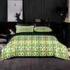 Zestawy pościeli w stylu abstrakcyjnym zielonym wzorze kołdry 264x228 z poduszką210x210 kołdią Coversuper King Set Arkusz łóżka Set6826739
