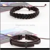 Charm Jewelry2021 6Pcs Handmade Pu Leather Men Women Braided Casual Coffee Weaving Shape Bracelets Multilayer Bangles Stylish Jewelry Gift Dr