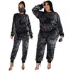 Zima Plus Rozmiar S-5XL Odzież dla kobiet Dwuczęściowe Zestaw Cekiny Urodziny Outfit Joggers Dres Hurtownie Drop 211116