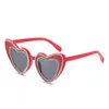 Dames Cat Eye-stijl Hartzonnebril Dubbele harten Frame met ronde strass luxe damesmode-bril