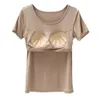 Magliette da donna imbottita top elasticose tops tun manica corta sexy casual coreano estate sa0762 210406