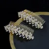 ASNORA Crystal Bridal Leaf Hair Comb Girl Zirconia Jewelry Wedding Hair Accessories Bridesmaid Accessories X0625