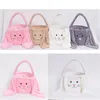 Longues Oreilles Pâques Lapin Panier Festive En Peluche Oeufs De Pâques Seau Lapin Sourire Visage Bonbons Cadeau Sac Festival Parti Sac À Main pour Enfants RRA11298