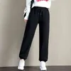 BEFORW Winter Women Cotton Thickening Lmitation Lamb Hair Warm Sweatpants Casual Comfy Sweatpants Leisure Trousers Pants 211216