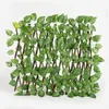 Réglable Rétractable Clôture Treillis Artificielle Feuille Verte Vigne Extérieur Jardin Décoration Intimité Expansion Woode Clôture Panneau 10 PCS