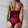 Costumi da bagno da donna Set da donna in pizzo Velluto Intimo in pizzo Intimo Teddy Body Tuta Indumenti da notte Flanella Sous Vetement Femme Ropa De Mujer