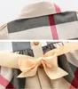 Mignon bébé filles robe de princesse été enfants Plaid robes à manches courtes col rabattu fille jupes enfants vêtements