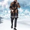 Plaid Winter Mens Ullblandningar Casual XXXL Coat Stylish Slim Fit Lapel Single-breasted 3XL Woolen Coats