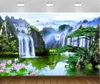 Custom photo wallpapers 3d murals wallpaper Chinese Pastoral Forest Waterfall Landscape Background Wall papers home Decoration Painting