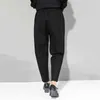 [EAM] printemps automne taille haute élastique noir lâche Patchwork Split Joint bref pantalon pantalon mode JQ013 211112