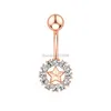 Pentagramm-Stern-Diamant-Bauchnabelpiercing-Nabelnagel-Allergiefreier Edelstahl-Körperschmuck für Frauen, bauchfreies Top Will und Sandy