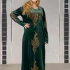 Etnische kleding plus size fluwelen avondjurken voor vrouwen 2021 winter lange mouw Kaftan Maxi jurk Abaya Dubai Turkije Moslim Afrikaanse doek