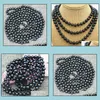 Beaded Necklaces & Pendants Jewelry 9-10Mm Black Natural Pearl Necklace 48Inch Womens Gift Bridal Drop Delivery 2021 P5Wlx