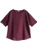 Women's Blouses & Shirts Hisenky 2022 Summer Blouse Purple Linen Tops For Women O-Neck High Low Cool Ladies Pullover Short Sleeve Loose