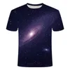 남자 티셔츠 남성 탑스 패션 개성 3D 인쇄 현기증 짧은 소매 망 캐주얼 별이 빛나는 하늘 우주 그래픽 티
