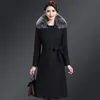 Women's Wool & Blends Women Plus Size Woolen Coat 2022 Autumn Winter Slim Medium Long Warm Outwear Korean Ladies Elegant Faux Fur Collar Jac