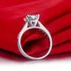 Solid 18k vitguld au750 set 2ct prinsessa diamant förlovningsring med bröllop band uttalande smycken gåva till dam