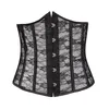 Högkvalitativ Transparent Sexig Cincher Midja Trainer Kvinnor Corselet Ribbon Back Floral Lace Underbust Corset