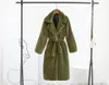 2022 hiver femmes Faux lapin manteau allonger le genou manteau de fourrure lâche revers pardessus épais chaud grande taille femme manteaux en peluche pour la fête des mères cadeau