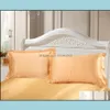Yatak Setleri Malzemeleri Ev Tekstili Bahçe Klasik 95% Ipek + 5% Pamuk Ipek Saten Düz Katı Set ER Yorgan Bedclothes Kahve Çarşaf Siyah