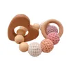 DIY Baby Molars Juguete Bloques de construcción Pulsera animal Log Natural Beads no tóxicos Crochet Lana Beads Pulsera Baby Wooden Teether BBE8864