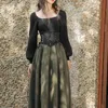 Yosimi Vrouwen Twee stuk Outfits Vintage Lente Volledige Mouw Pullover Sweater en Kant Rok Enkellengte 2 Sets 210604