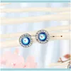 Stud JewelryStud 1Pair Crystal Turkish Evil Eye kleine oorbellen voor vrouwen Vintage Boheemse strass Round Sun Ear sieraden E6671 Drop Delive